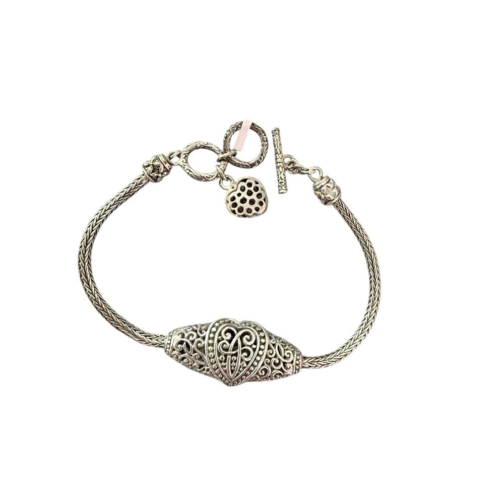 925 Sterling Silver Bali Style Toggle Bracelet NEW